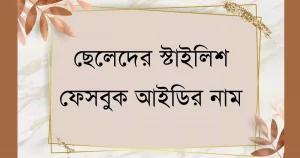 বাদামি ও সাদা কালারের উপর একটি ফ্রেম, যেখানে ছেলেদের স্টাইলিশ ফেসবুক আইডির নাম লেখা এবং ফ্রেম এর পাশে পাতা