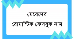 আকাশী রঙের ফ্রেম এর ভিতর মেয়েদের রোমান্টিক ফেসবুক নাম লেখা