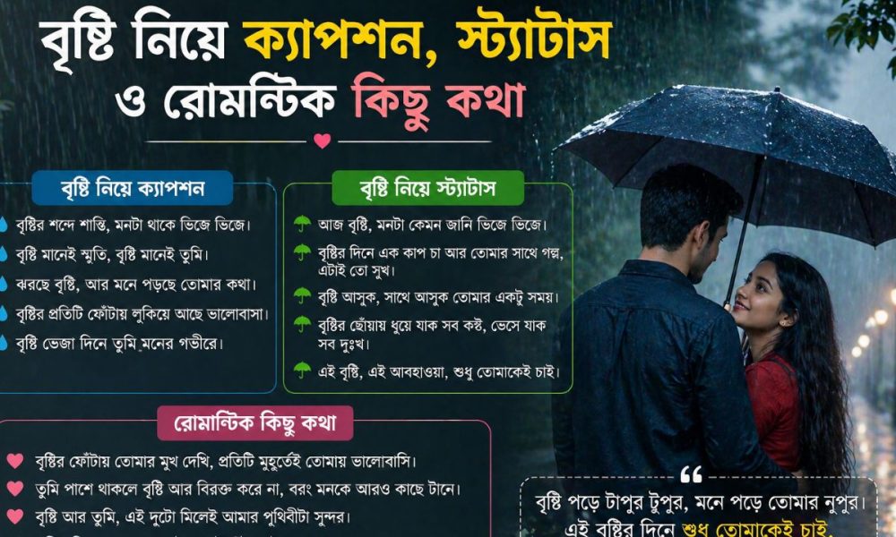 বৃষ্টি নিয়ে ক্যাপশন, স্ট্যাটাস ও রোমান্টিক কিছু কথা