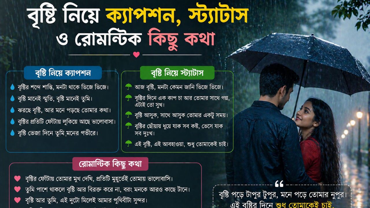 বৃষ্টি নিয়ে ক্যাপশন, স্ট্যাটাস ও রোমান্টিক কিছু কথা