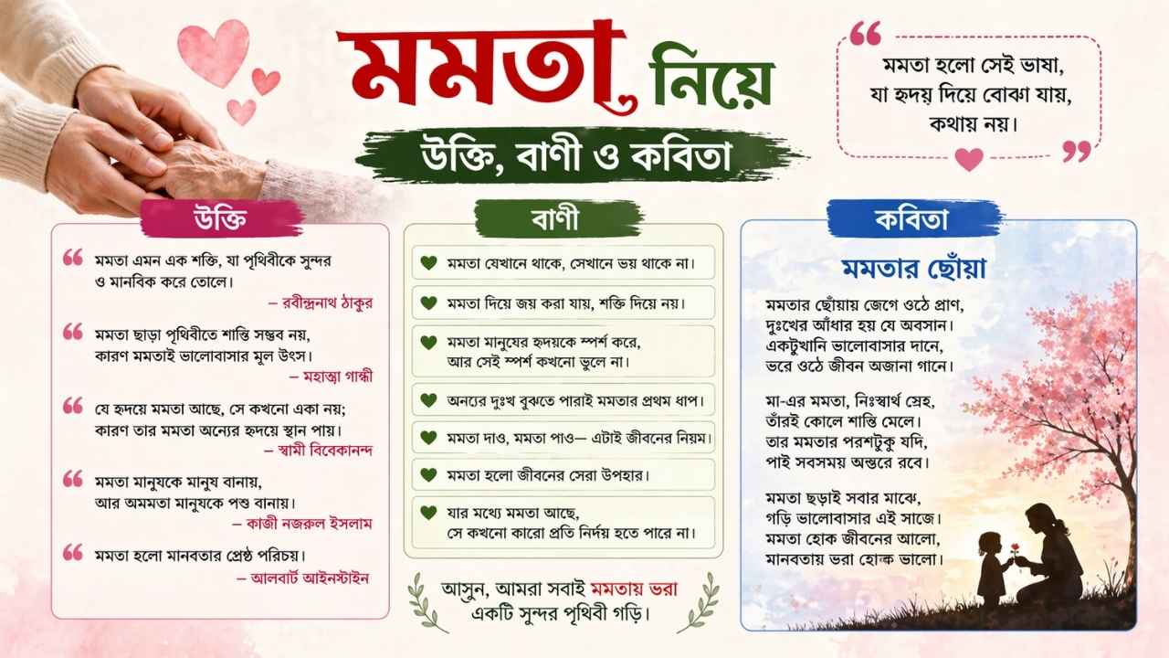 মমতা নিয়ে উক্তি, বাণী ও কবিতা
