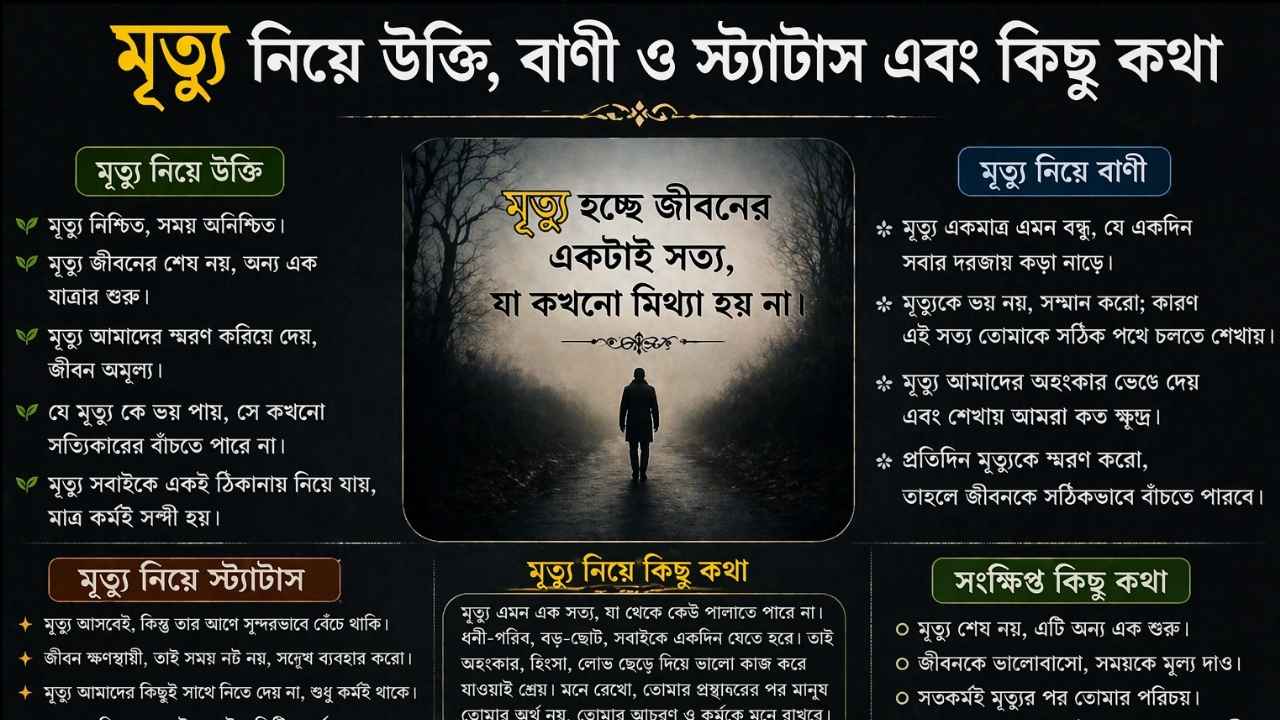 মৃত্যু নিয়ে উক্তি, বাণী ও স্ট্যাটাস এবং কিছু কথা