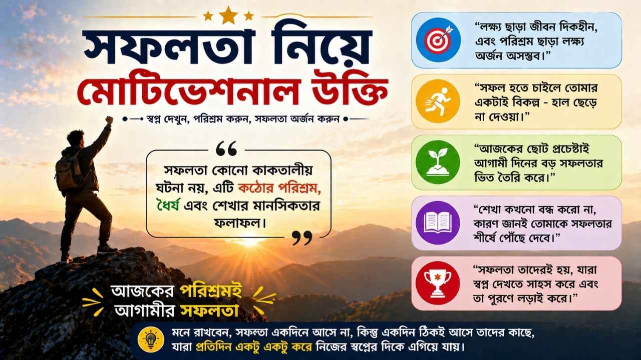 সফলতা নিয়ে মোটিভেশনাল উক্তি